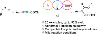 Graphical abstract: Visible light induced 3-position-selective addition of arylpropiolic acids with ethers via C(sp3)–H functionalization