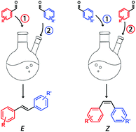 Graphical abstract: E,Z-Selectivity in the reductive cross-coupling of two benzaldehydes to stilbenes under substrate control