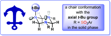 Graphical abstract: Raise the anchor! Synthesis, X-ray and NMR characterization of 1,3,5-triazinanes with an axial tert-butyl group