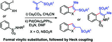 Graphical abstract: Regioselective synthesis of arylsulfonyl heterocycles from bromoallyl sulfones via intramolecular Heck coupling reaction