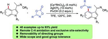 Graphical abstract: Rhodium(iii)-catalyzed C4-amidation of indole-oximes with dioxazolones via C–H activation