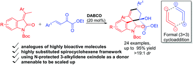 Graphical abstract: Stereoselective formal [3 + 3] annulation of 3-alkylidene-2-oxindoles with β,γ-unsaturated α-keto esters