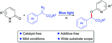 Graphical abstract: Visible-light-promoted selective O-alkylation of 2-pyridones with α-aryldiazoacetates