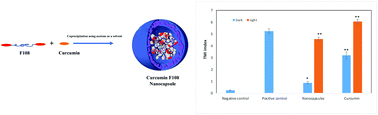 Graphical abstract: Curcumin encapsulated colloidal amphiphilic block co-polymeric nanocapsules: colloidal nanocapsules enhance photodynamic and anticancer activities of curcumin