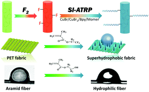 Graphical abstract: Direct fluorination as a one-step ATRP initiator immobilization for convenient surface grafting of phenyl ring-containing substrates