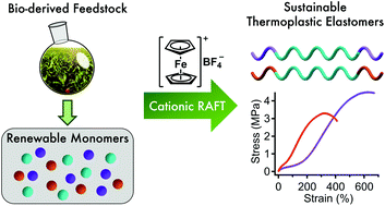 Graphical abstract: Sustainable thermoplastic elastomers produced via cationic RAFT polymerization