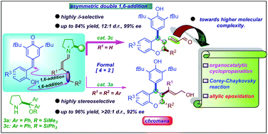 Graphical abstract: Asymmetric organocatalytic double 1,6-addition: rapid access to chiral chromans with molecular complexity