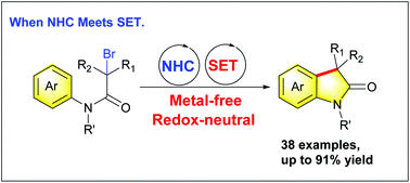 Graphical abstract: NHC-catalyzed oxindole synthesis via single electron transfer