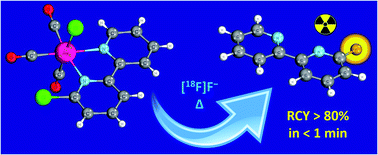 Graphical abstract: Rhenium(i) complexation–dissociation strategy for synthesising fluorine-18 labelled pyridine bidentate radiotracers