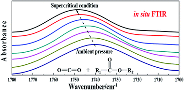 Graphical abstract: Investigation on dispersion properties of CO2 and ester solvent mixtures using in situ FTIR spectroscopy