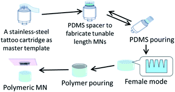 Graphical abstract: A simple and cost-effective approach to fabricate tunable length polymeric microneedle patches for controllable transdermal drug delivery