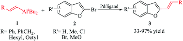 Graphical abstract: Palladium-catalyzed cross-coupling reaction of alkenyl aluminums with 2-bromobenzo[b]furans