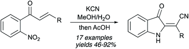 Graphical abstract: Unexpected cyclization of ortho-nitrochalcones into 2-alkylideneindolin-3-ones