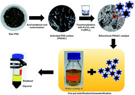Graphical abstract: Synthesis of bifunctional nanocatalyst from waste palm kernel shell and its application for biodiesel production