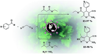 Graphical abstract: Retracted Article: Novel biocompatible core/shell Fe3O4@NFC@Co(ii) as a new catalyst in a multicomponent reaction: an efficient and sustainable methodology and novel reusable material for one-pot synthesis of 4H-pyran and pyranopyrazole in aqueous media