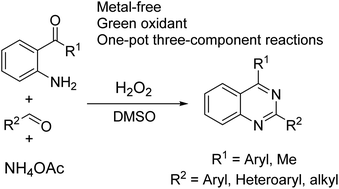 Graphical abstract: Hydrogen peroxide-mediated synthesis of 2,4-substituted quinazolines via one-pot three-component reactions under metal-free conditions
