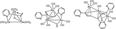 Graphical abstract: Reactions of triosmium and triruthenium clusters with 2-ethynylpyridine: new modes for alkyne C–C bond coupling and C–H bond activation