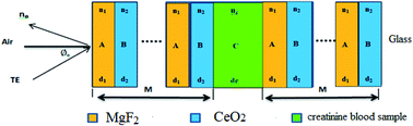 Graphical abstract: Biophotonic sensor for the detection of creatinine concentration in blood serum based on 1D photonic crystal