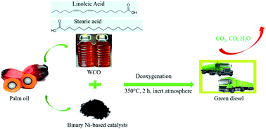 Graphical abstract: Development of bimetallic nickel-based catalysts supported on activated carbon for green fuel production