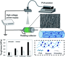 Graphical abstract: Fabrication of tough, anisotropic, chemical-crosslinker-free poly(vinyl alcohol) nanofibrous cryogels via electrospinning