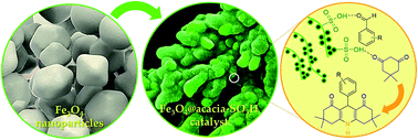 Graphical abstract: Facile route to synthesize Fe3O4@acacia–SO3H nanocomposite as a heterogeneous magnetic system for catalytic applications