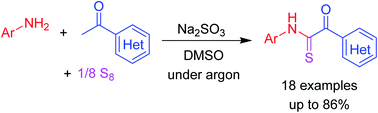 Graphical abstract: Synthesis of primary N-arylthioglyoxamides from anilines, elemental sulfur and primary C–H bonds in acetophenones