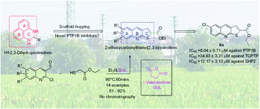 Graphical abstract: Synthesis of 2-ethoxycarbonylthieno[2,3-b]quinolines in biomass-derived solvent γ-valerolactone and their biological evaluation against protein tyrosine phosphatase 1B