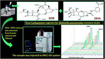Graphical abstract: A bio-analytically validated HPLC-UV method for simultaneous determination of doripenem and ertapenem in pharmaceutical dosage forms and human plasma: a dual carbapenem regimen for treatment of drug-resistant strain of Klebsiella pneumoniae