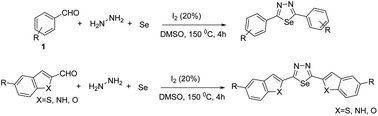 Graphical abstract: I2/DMSO-catalyzed one-pot approach for the synthesis of 1,3,4-selenadiazoles
