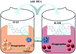 Graphical abstract: Effects of alkanolamine solvents on the aggregation states of reactive dyes in concentrated solutions and the properties of the solutions