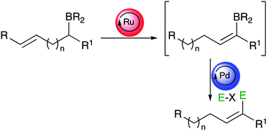 Graphical abstract: Ru-catalyzed isomerization of ω-alkenylboronates towards stereoselective synthesis of vinylboronates with subsequent in situ functionalization