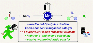 Graphical abstract: Mangana(iii/iv)electro-catalyzed C(sp3)–H azidation
