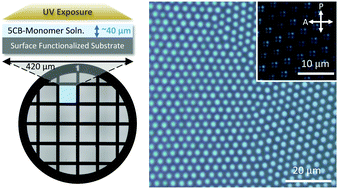 Graphical abstract: Nematic colloids at liquid crystal–air interfaces via photopolymerization