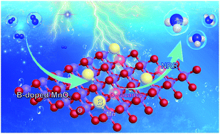 Graphical abstract: Synergistic boron-dopants and boron-induced oxygen vacancies in MnO2 nanosheets to promote electrocatalytic nitrogen reduction