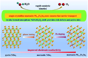 Graphical abstract: Combinational modulations of NiSe2 nanodendrites by phase engineering and iron-doping towards an efficient oxygen evolution reaction