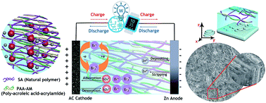 Graphical abstract: A novel redox bromide-ion additive hydrogel electrolyte for flexible Zn-ion hybrid supercapacitors with boosted energy density and controllable zinc deposition