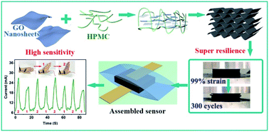 Graphical abstract: A super-resilient and highly sensitive graphene oxide/cellulose-derived carbon aerogel