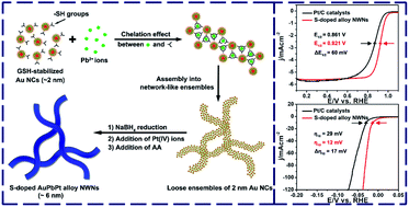 Graphical abstract: Synthesis of S-doped AuPbPt alloy nanowire-networks as superior catalysts towards the ORR and HER
