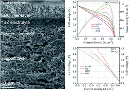 Graphical abstract: Advanced oxygen-electrode-supported solid oxide electrochemical cells with Sr(Ti,Fe)O3−δ-based fuel electrodes for electricity generation and hydrogen production