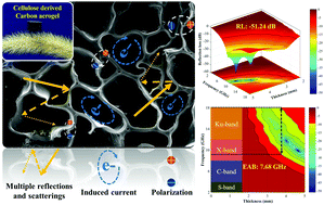 Graphical abstract: Achieving enhanced electromagnetic shielding and absorption capacity of cellulose-derived carbon aerogels via tuning the carbonization temperature