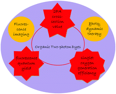 Graphical abstract: Recent progress in efficient organic two-photon dyes for fluorescence imaging and photodynamic therapy