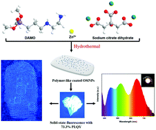 Graphical abstract: Facile synthesis of solid-state fluorescent organosilica nanoparticles with a photoluminescence quantum yield of 73.3% for fingerprint recognition and white-light-emitting diodes