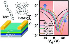 Graphical abstract: High performance gas sensors with dual response based on organic ambipolar transistors