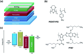 Graphical abstract: Stability and efficiency improved perovskite solar cells through tuning the hydrophobicity of the hole transport layer with an organic semiconductor