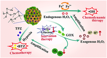 Graphical abstract: Autocatalytic oncotherapy nanosystem with glucose depletion for the cascade amplification of hypoxia-activated chemotherapy and H2O2-dependent chemodynamic therapy