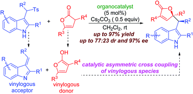 Graphical abstract: Catalytic asymmetric coupling of vinylogous species via deconjugated butenolide addition to vinylogous imines in situ generated from arylsulfonyl indoles