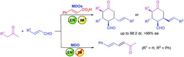 Graphical abstract: Diastereodivergent synthesis of 4-oxocyclohexanecarbaldehydes by using the modularly designed organocatalysts upon switching on their iminium catalysis