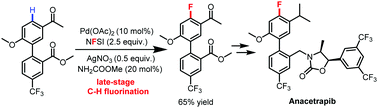 Graphical abstract: Pd-Catalysed direct C(sp2)–H fluorination of aromatic ketones: concise access to anacetrapib