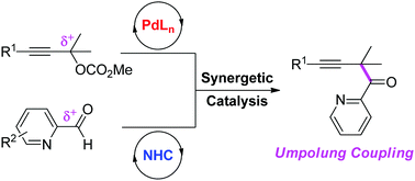 Graphical abstract: Umpolung coupling of pyridine-2-carboxaldehydes and propargylic carbonates via N-heterocyclic carbene/palladium synergetic catalysis