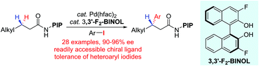 Graphical abstract: Pd(ii)-Catalyzed enantioselective arylation of unbiased methylene C(sp3)–H bonds enabled by a 3,3′-F2-BINOL ligand